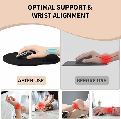 eulps Mouse Pad with Wrist Rest, Comfortable Computer Mousepad with Gel Wrist Support Smooth Surface and Non-Slip PU Base for Pain Relief, Laptop, Office & Home (Leafy Lushness)
