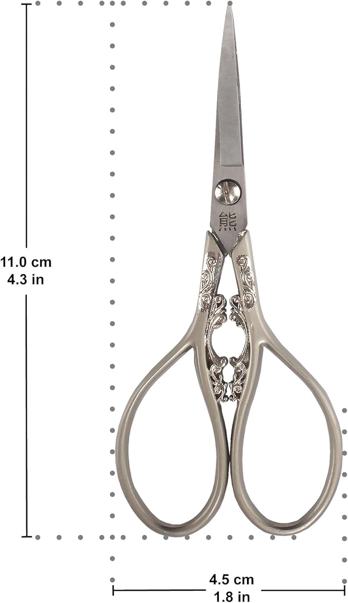 JubileeYarn Scrollwork Embroidery Craft Scissors - Brushed Nickel - 3 Scissors