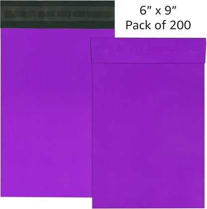 Colored Poly Mailers Pack of: Be creative with your packaging with Colored mailers (Purple, 6" x 9" pack of 200)