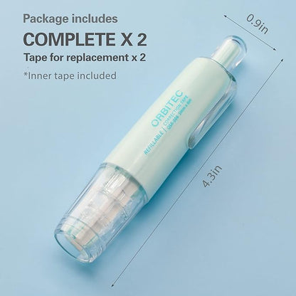 Refillable Retractable White Correction Tape, Mini Small Japan Aesthetic Cute Correction Tape Pen, with Easy to Refill Pen Applicator,for Kawaii School Office Supplies