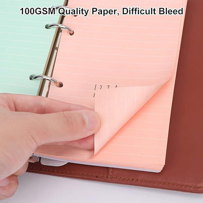 A6 Refills Paper, A6 Binder Planner Loose Leaf Paper, [4 Color] 160 Sheets (320 Pages) 6-Hole Notebook Refills for 6-Ring Refillable A6 Ring Binder Notebook Planner, Lined Paper