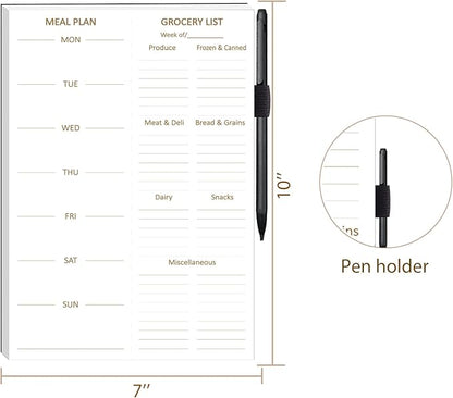 Weekly Meal Planner and Grocery List Magnetic Notepad. 10" x 7" Meal Planning Pad with Tear Off Shopping List. Family Dinner Menu & Meal Prep Plan. 52 Sheets