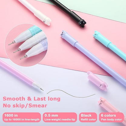 Outus Cat Office Supplies Cute Sticky Notes Paper Clips Gel Ink Pens Cartoon Stickers Party Favor for Cat Lovers Stationery School Office Supplies Desk Accessories(Vivid Style)