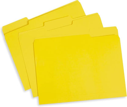 File Folder, 1/3 Cut Tab, Letter Size, Yellow, 200 per Box