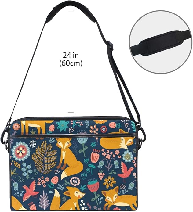 XMCL Forest Fox Pattern Laptop Case Shoulder Bag Computer Notebook Briefcase Messenger Bag with Adjustable Shoulder Strap Fits 14-15.4 inch