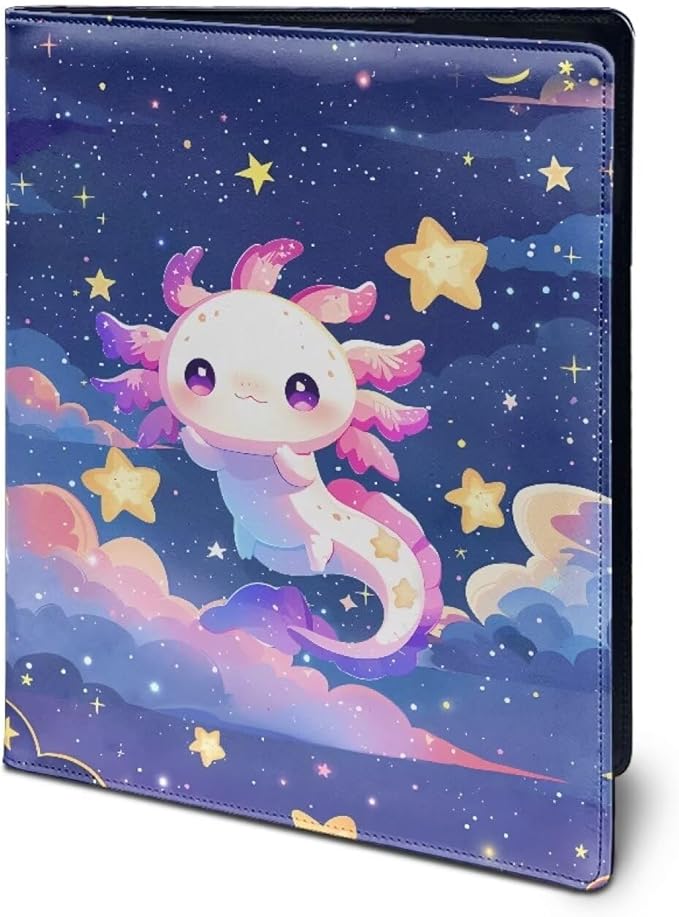 Cozeyat Galaxy Axolotl Clipboard Folder Portfolio, A4 Leather Padfolio Clipboard, Business Portfolio Clipboard Folder Professional Portfolio for Interview Resume Office Conference