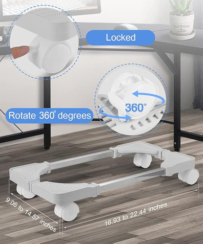 Computer Tower Stand, Adjustable Mobile CPU Stand with Rolling Caster Wheels, Premium PC Tower Stand Holder for Floor Carpet Gaming PC Case(White)