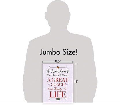 NobleWorks - 1 Jumbo School Coaches Thank You Greeting Card From US from Everyone w/Envelope (8.5 x 11 Inch) Team Sports Gratitude, Teacher and Mentor Notecard - Life Changing Coach J3127TYG-US