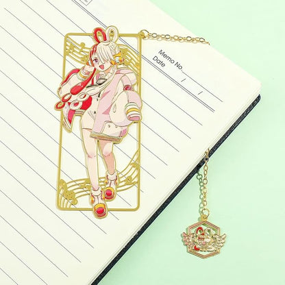 One Pieces Anime Luffy Shanks Uta Book Mark - Brass Metal Bookmark, Stationery School Supplies, Gift for Book Lover, Friends, Anime Fans Collection (Uta)