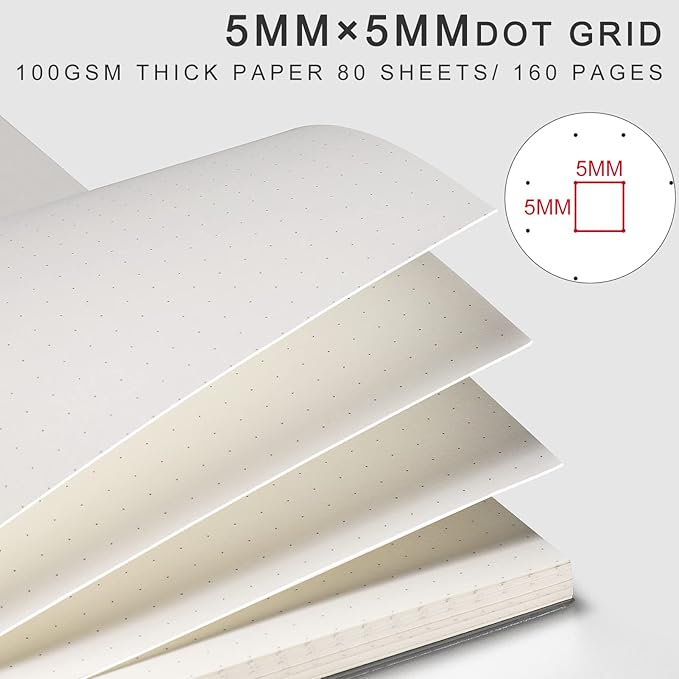 AHGXG Dotted Journals Spiral Notebook 3 Pack, A5 Bullet Dot Grid Journal with 100 GSM Thick Dotted Paper, Transparent Hardcover, 80 Sheets, for Bullet Journaling, Artist Writing Drawing, 5.7" x 8.3"