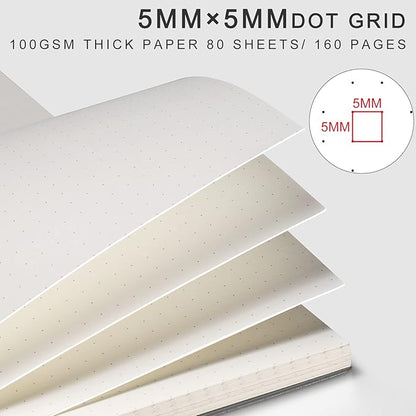 AHGXG Dotted Journals Spiral Notebook 3 Pack, A5 Bullet Dot Grid Journal with 100 GSM Thick Dotted Paper, Transparent Hardcover, 80 Sheets, for Bullet Journaling, Artist Writing Drawing, 5.7" x 8.3"