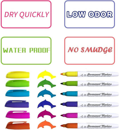 Permanent Marker, 30 Colors Fine Point Permanent Markers, Works Well On Paper, Canvas, Fabric, Crafts,Glass,Metal,Wood Good for Painting, Coloring and Doodling by Smart Color Art