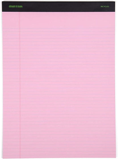 Mintra Office Recycled Writing Pads 6pk (Pastel, Narrow Ruled (8.5in x 11in)) - 50 Sheets per Notepad, Micro perforated, Legal Pad, Notebook Paper for School, College, Office, Business