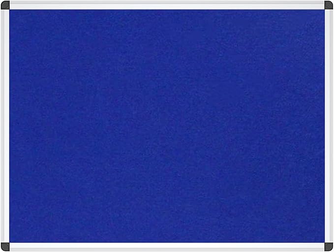 VIZ-PRO Notice Board Felt Blue, 36 X 24 Inches, Silver Aluminium Frame