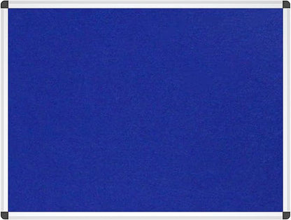 VIZ-PRO Notice Board Felt Blue, 36 X 24 Inches, Silver Aluminium Frame