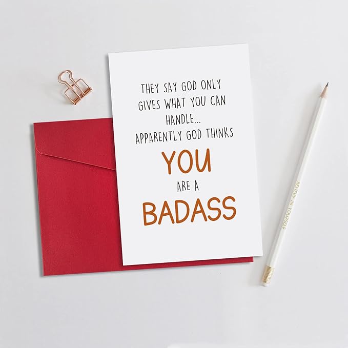 Ogeby Funny Get Well Card Gift for Him Her, Humor Encouragement Card, They Say God Only Gives What You Can Handle