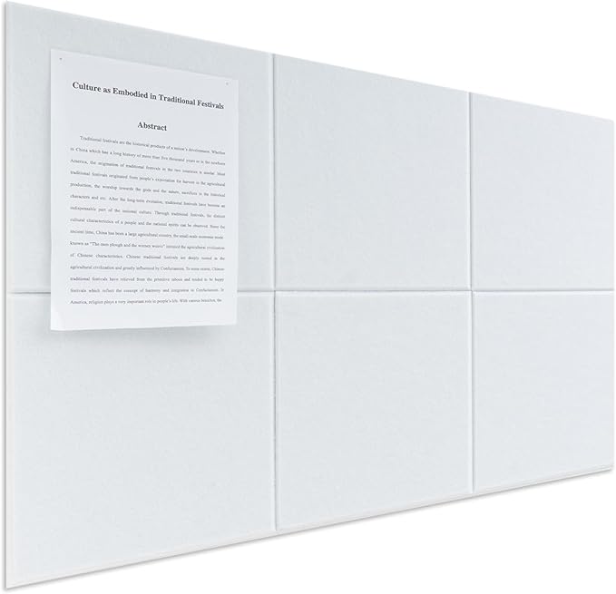 Large Felt Bulletin Board(36" x 24"),Cork Board Alternative,6 Pack Felt Wall Tiles with Safe Removable Adhesive Tabs,Notice Pin Board/Message Board/Vision Board for Office, School & Home