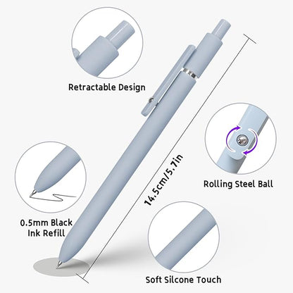 UIXJODO Gel Pens, 5 Pcs 0.5mm Black Ink Pens Fine Point Smooth Writing Pens, High-End Series Pens for Journaling Note Taking, Cute Office School Supplies Gifts for Women Men (Morandi)