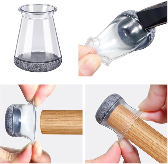BUMACO Chair Leg Floor Protectors Chair Leg Protectors for Hardwood Floors Silicone Pads Covers to Protect Floors (Clear-20 Pcs, Universal XS 0.5"-0.9")