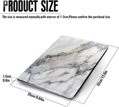Office Folder White Marble Print PU Leather Padfolio with A4 Size Clipboard Clip for Business Resume Interview Document Sleeve Binder Folder for Men/Women