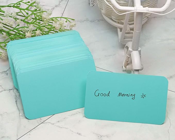 Penta Angel 100 Pcs Mini Paper Blank Gift Notes Cards DIY Craft Small Word Business Message Cards (Light Blue)