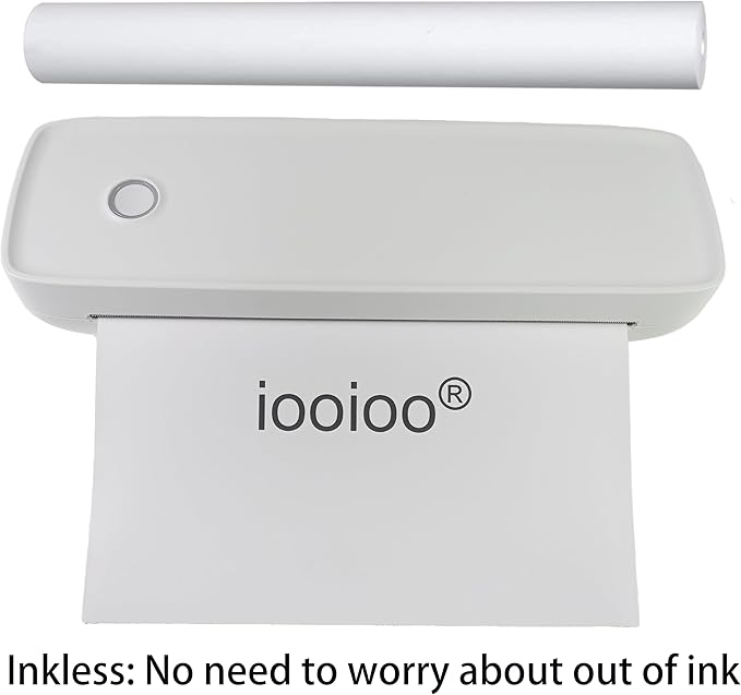 IOOIOO A80 Portable Printer no Ink Inkless Bluetooth Wireless Compact Small for 8.5x11 Letter Size Thermal Paper(impresora portátil),for iPhone Android Mobile Phone Laptop PC,Home Office Travel-White