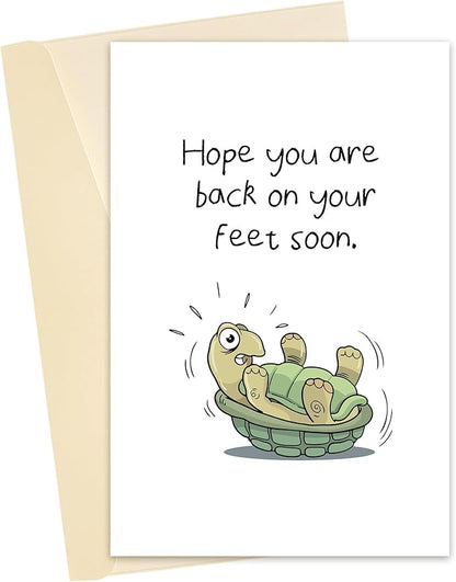Funny Turtle Inspired Get Well Card, Friend Surgery Recovery Gift, Cute Encouragement Card for Him Her, Cheer Up After Operation Card