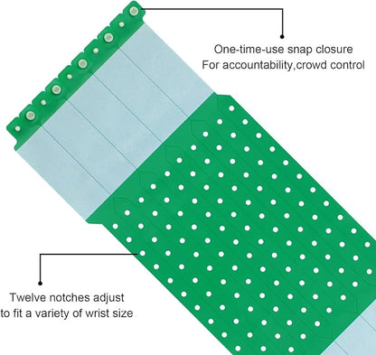 100pcs Vinyl Wristbands Hospital Identification Bands,Waterproof Adjustable Medical Wristband,Disposable Snap Wristband for Hospital (Color : Green)