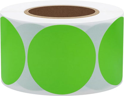 Hybsk 2 inch Circle Color Direct Thermal Stickers Shipping Labels for Barcodes,Name Tag,DIY Logo Design,QR Code,Inventory– Compatible with Zebra,Rollo,Munbyn,and More-750 pcs (2 inch,Green)