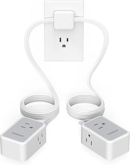 TESSAN Twin Extension Cord 12 FT, Double Ended Flat Plug Surge Protector Power Strip, 3 Non Blocking Outlets 6 Feet Power Splitter Each Side, Dual Split Outlet Extension for Home Office Dorm Room