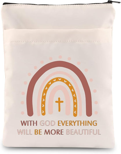 ENSIANTH Christian Gift Faith Gift with God Everything Will be More Beautiful Book Sleeve First Communion Gift Religious Gifts (god Beautiful BS)