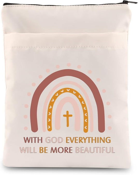 ENSIANTH Christian Gift Faith Gift with God Everything Will be More Beautiful Book Sleeve First Communion Gift Religious Gifts (god Beautiful BS)