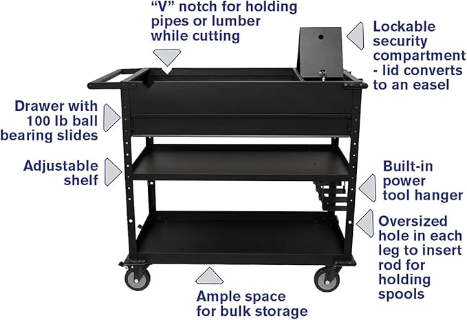40" Work Cart with Power Tool Holder