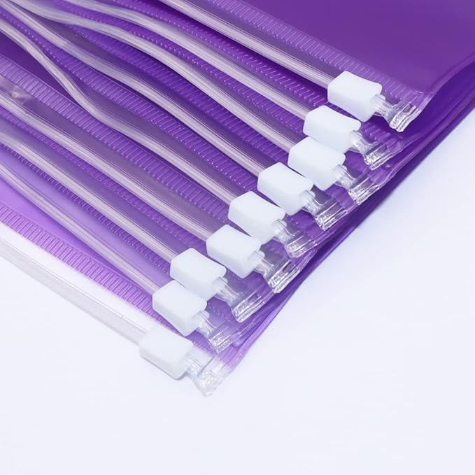 Purple PVC Binder Pockets 12pcs A5 Binders Zipper Pouch Bag Loose Leaf 6 Holes PVC Zip Organizer Folder for Journal Budget Filing Pocket Bags