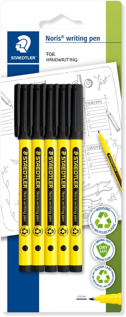 STAEDTLER 307-9 BK5 Noris Handwriting Pen - Black (Pack of 5)