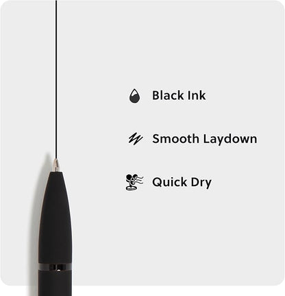 U Brands Midnight Monterey Ballpoint Pens, Set of 2, Black Soft Touch, Painted Black Details, Bold (1.0 mm) Point, Black Ink