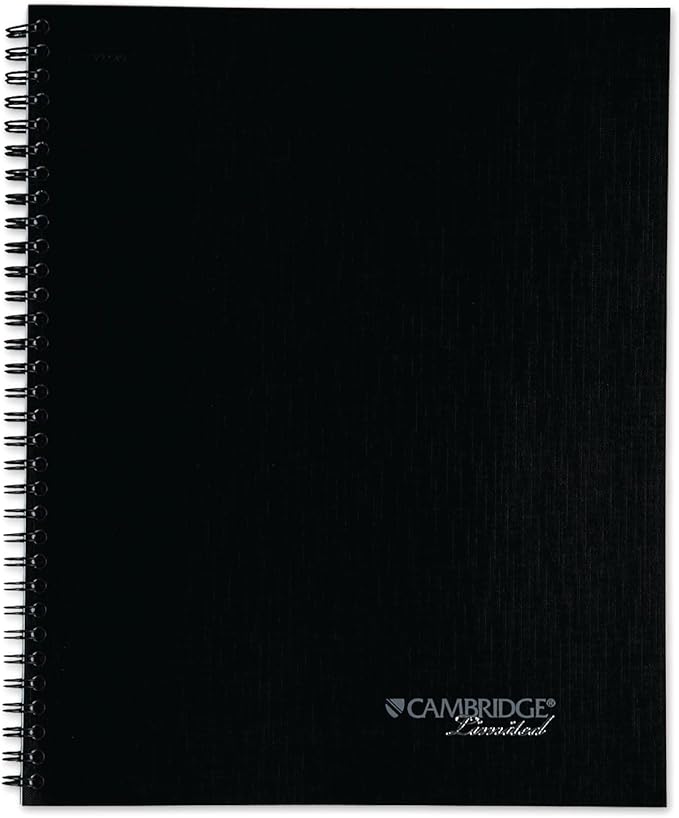Cambridge Notebook, Business Notebook, 8-1/4" x 11", 80 Sheets, Ruled, Action Planner, Flexible Cover, Wirebound, Gray (06064)