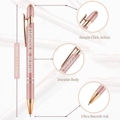 Up to 480 Pcs Personalized Pens in Bulk, Custom Metallic Printed Name Pens with Black Ink, Customized Pens Bulk with Stylus-Great Gift Ideas(Rose Gold Barrel)