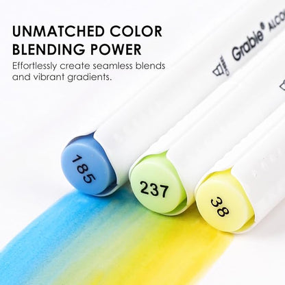 Grabie Alcohol Based Marker with Case and Coloring Book, 48-color Double Tipped Alcohol Markers, Chisel & Brush Alcohol-based Art Marker Set for Adults Coloring Illustration