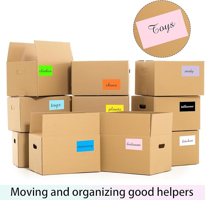 Black Labels Stickers 2 X 3 Inch, Removable Rectangular Moving Labels, Large Color Coding Labels Moving Stickers- 250 Labels