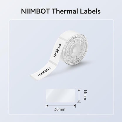 NIIMBOT Label Maker Tape for D11/D110/D101 Label Maker, 14 x 30 mm (0.55'' x 1.18'')-210 Tapes/Roll for Home Office Labeling Tape Replacement, Clear