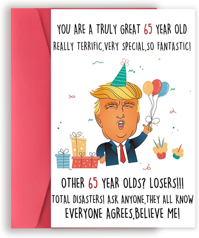 Funny Trump 65th Birthday Gift for Men Women, Trump Happy 65th Birthday Card, Naughty Donald Lecture Bday Card for Him Her, Great 65 Years Old Birthday Decorations for Parents
