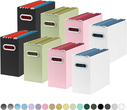 Oterri File Organizer, Small Storage Box, Cardboard File Folder Organizer, Collapsible File Box, Hanging File Organizer for Letter Size, Portable File Box, Only Box (Multi color,8 Packs)