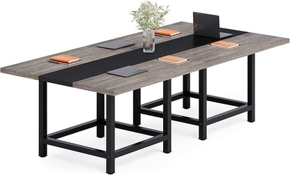 LITTLE TREE 39-Ince Square Small Conference Room Table for 4 People,Wood Computer Desk for Home Office, Small Space (Chair not Included)