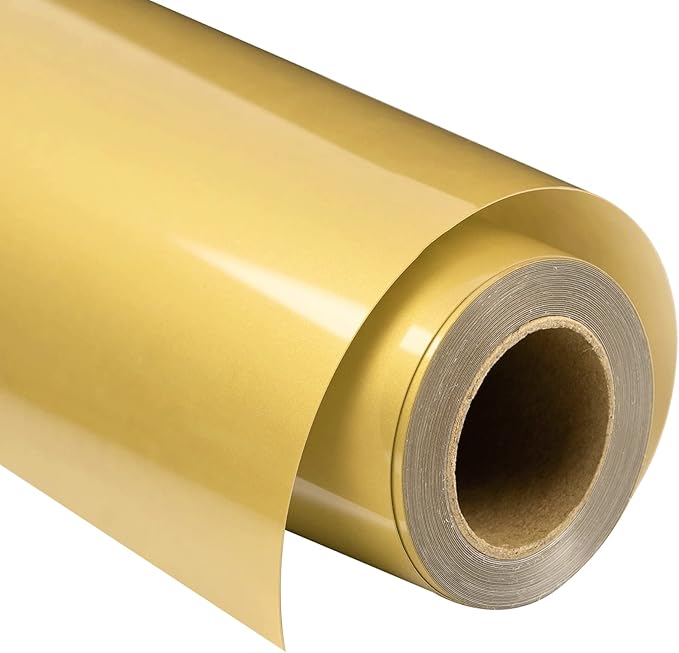 VINYL FROG Heat Transfer Vinyl Roll HTV Vinyl - 12"x12ft Gold Iron on Vinyl for T-Shirts, Heat Press Vinyl for DIY Craft Designs (Gold)