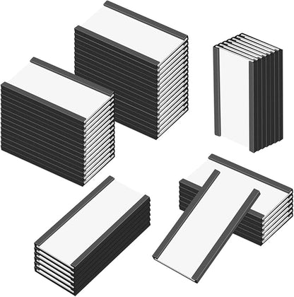 C Channel Magentic Label Holders 1x2 Inch with Paper Inserts and Clear Plastic Protectors,Magnetic Data Card Holders File Cabinet Labels,Pack of 50