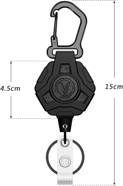 VIQWYIC 2 Pack Retractable Badge Holder Keychain, Heavy Duty Carabiner Badge Reel with Key Ring for Keys,Round