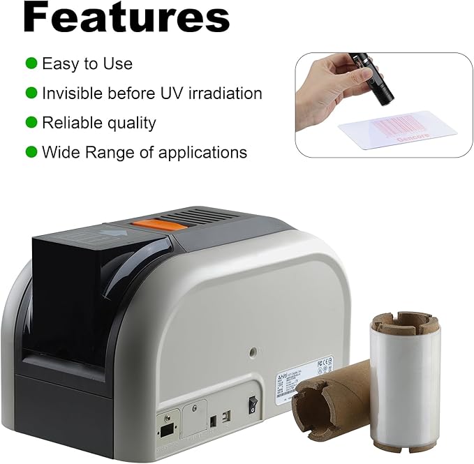 2.36’’ x 295’ UV Color Ribbon 1 Roll, Gencore 60mm x 90m Fluorescent Anti Theft Invisible Marking Ribbon 1000 Prints, 1'' Core, Compatible for HITI-CS200 HITI-CS200E, Invisible Under UV Light to Red