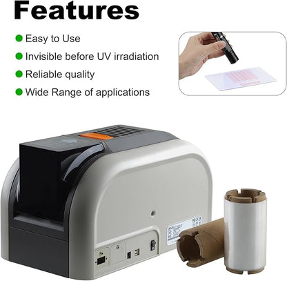 2.36’’ x 295’ UV Color Ribbon 1 Roll, Gencore 60mm x 90m Fluorescent Anti Theft Invisible Marking Ribbon 1000 Prints, 1'' Core, Compatible for HITI-CS200 HITI-CS200E, Invisible Under UV Light to Red