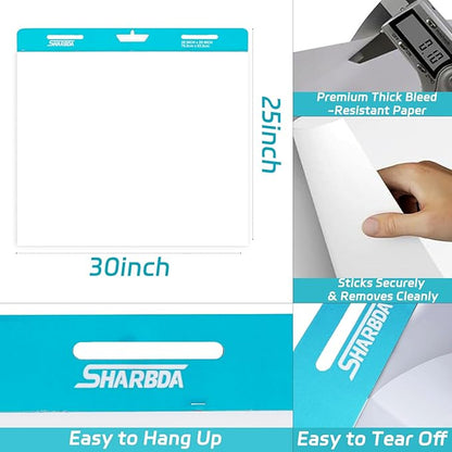 Large Sticky Easel Pads,30 in x 25 in,2 Pad/Pack,30 Sheets/Pad, Large Flip Chart Paper, Anchor Chart Paper for Teachers,Self Stick Easel Paper for Office,Classroom Supplies